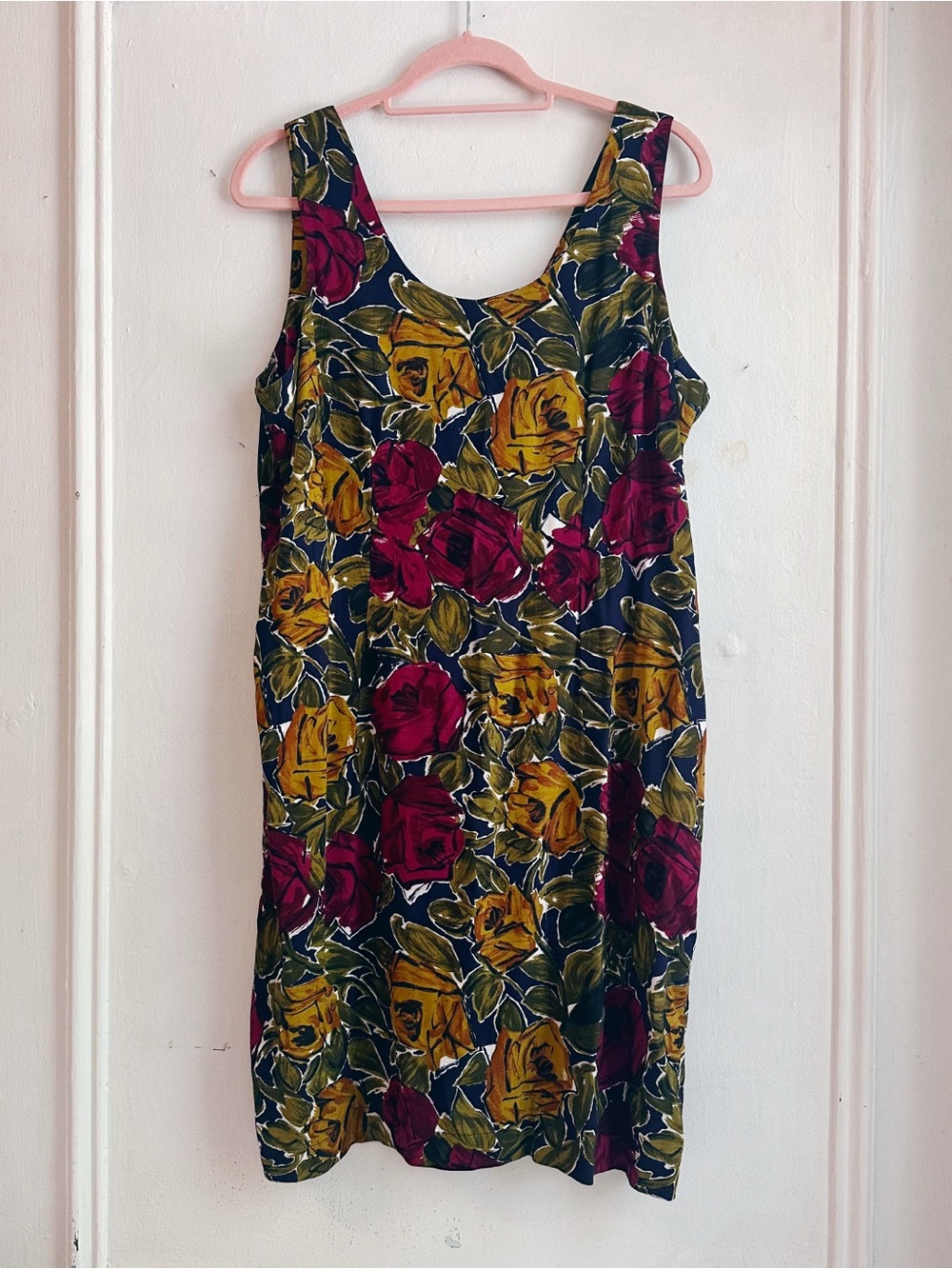 Vintage DBY LTD floral shift dress medium large bright 80s 90s colorful summer